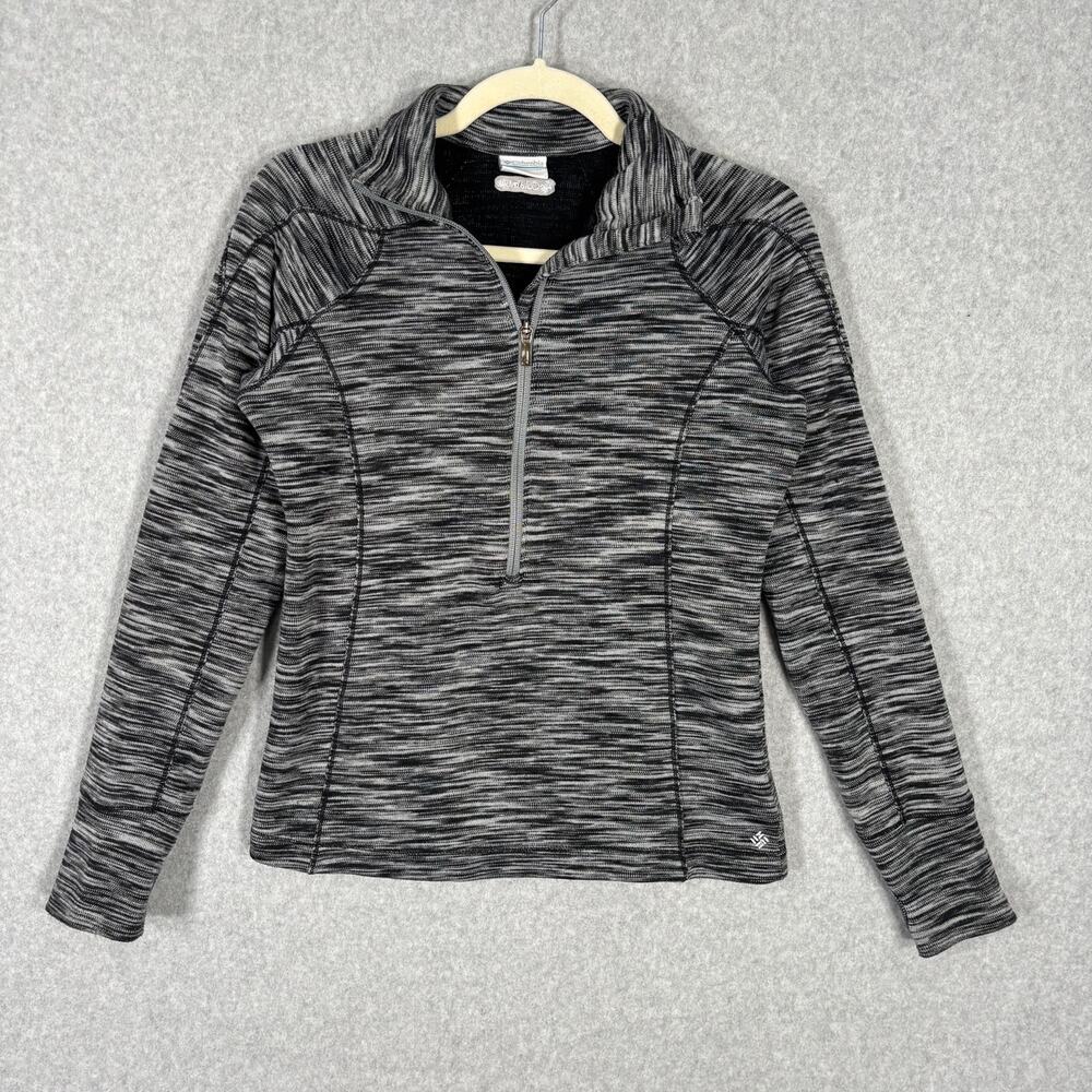 Columbia Sweatshirt Womens XS Gray 1/4 Zip Knit Base Layer Sweater Thumb Holes